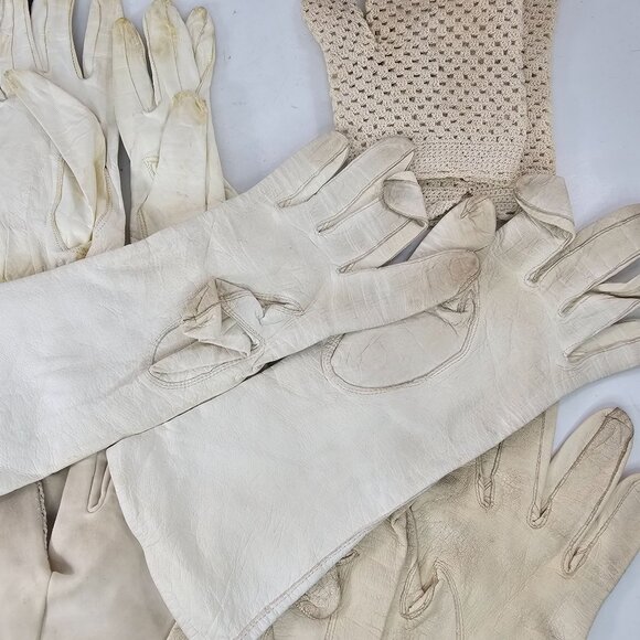 Vintage Gloves Leather Mesh Lot 8 Pairs Mixed Styles Sizes Prop Theater Costume - Picture 14 of 15